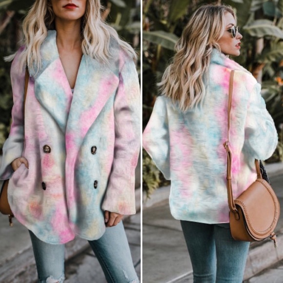 Jackets & Blazers - HPx2 Tie Dye Open Front Fleece Coat